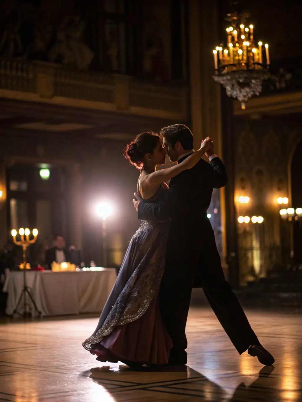 An image of advanced swing dancers performing a choreographed routine, showcasing the precision and artistry of the dance.